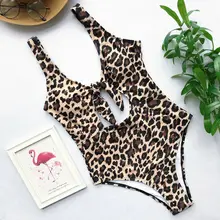 Сексуальный женский леопардовый купальник, бандажный облегающий купальник с отверстиями, пляжная одежда, купальный костюм, цельный костюм
