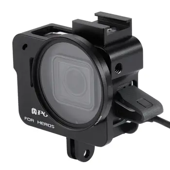 

PULUZ Aluminum Alloy Housing Shell Case CNC Protective Cage with Cold Shoe Mount & 52mm UV Lens Filter for Gopro Hero6 Hero5 (