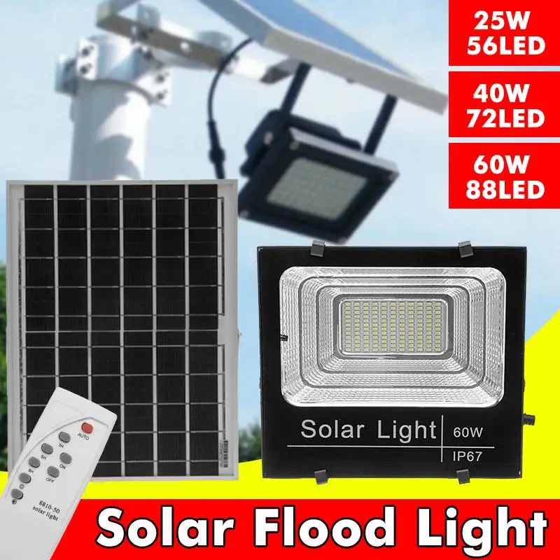 

56/72/88LED Waterproof Solar Powered Sensor LED Flood Light 25W/40W/60W Security Spotlight Solar Floodlight with Remote Control