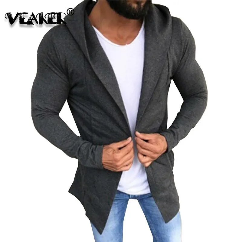 2019 New Fashion Men's Cardigans Male Casual Long Hooded Knitted Outerwear Slim Fit Solid Color Cardigan Sweaters men clothes