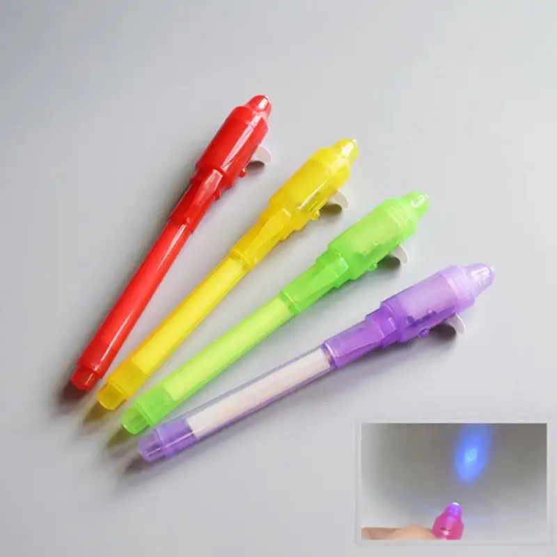 2 in 1 Luminous Light Invisible Ink Pen UV Check Money Light Toy Kids Drawing Secret Magic Pens Children Glow in the Dark Toys
