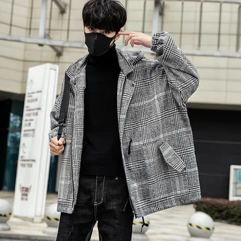 

2019 Spring New Japanese College Wind Men's Casual Long-sleeved Trend Dark System Hip Hop Plaid Shirt Jacket Party Travel Retro