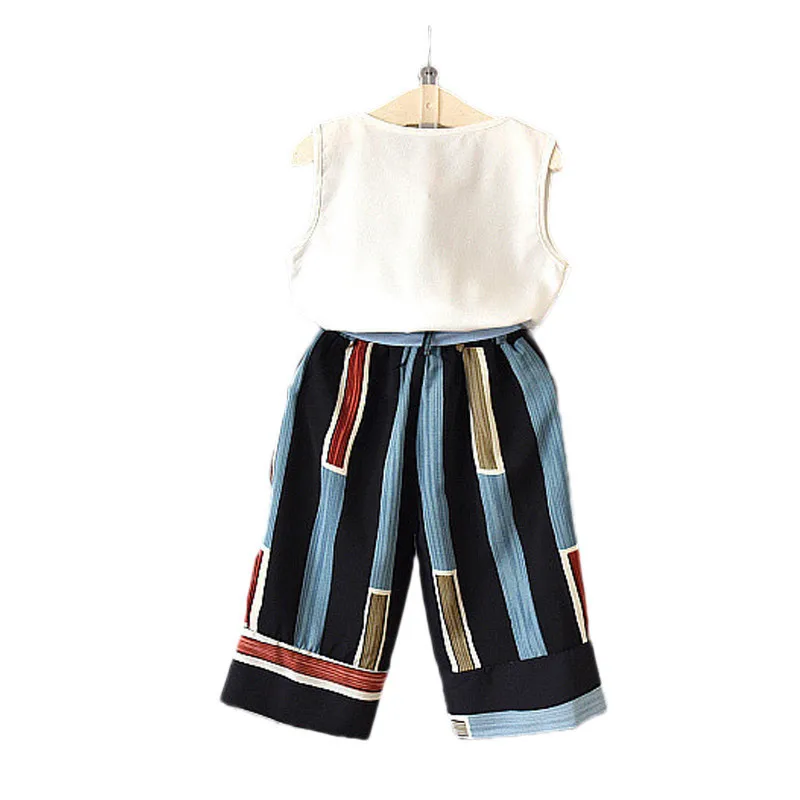 Summer Fashion Children Girls Clothes Set Tops + Pants Kids Toddler Infant Sleeveless Vest T-shirt Striped Bow Trousers Summer Fashion Children Girls Clothes Set Tops + Pants Kids Toddler Infant Sleeveless Vest T-shirt Striped Bow Trousers