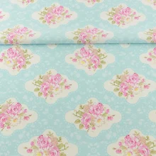 Blue Printed Floral Designs Cotton Fabric Tecido Scrapbooking Bedding Twill Cloth Sewing Home Textile Quilting Patchwork Tela