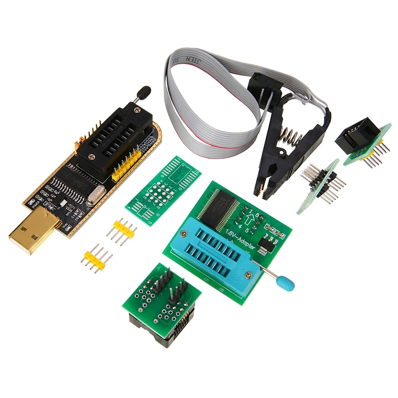 1 комплект для EEPROM USB программатор модуль CH341A+ SOIC8 зажим+ 1,8 V& SOIC8 адаптер для настольной материнской платы