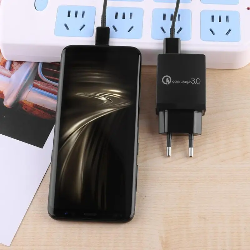 شاحن سريع للهاتف المحمول شحن الهاتف المحمول العالمي سريع تهمة 18 واط USB سريعة تهمة 3.0 5 فولت 3A ل فون 7 8 الاتحاد الأوروبي التوصيل
