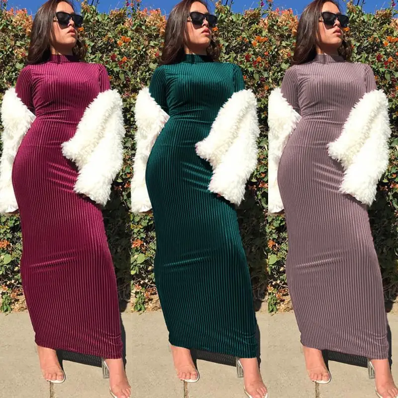 

Women Velour Abaya Islamic Jilbab Muslim Long Maxi Dress Bodycon Dresses Casual Sheath Robe Ramadan Stand Collar Long Sleeve New
