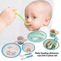 5 шт./компл. детская посуда разделения Кормление пластины чашка для кормления малыша плиты миски Детские вилы ложка чашки средство ухода за