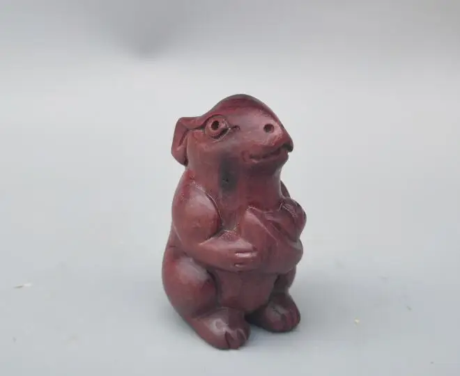 

Chinese Home Collection Handwork Wood Carving Mice Mouse Small Statue