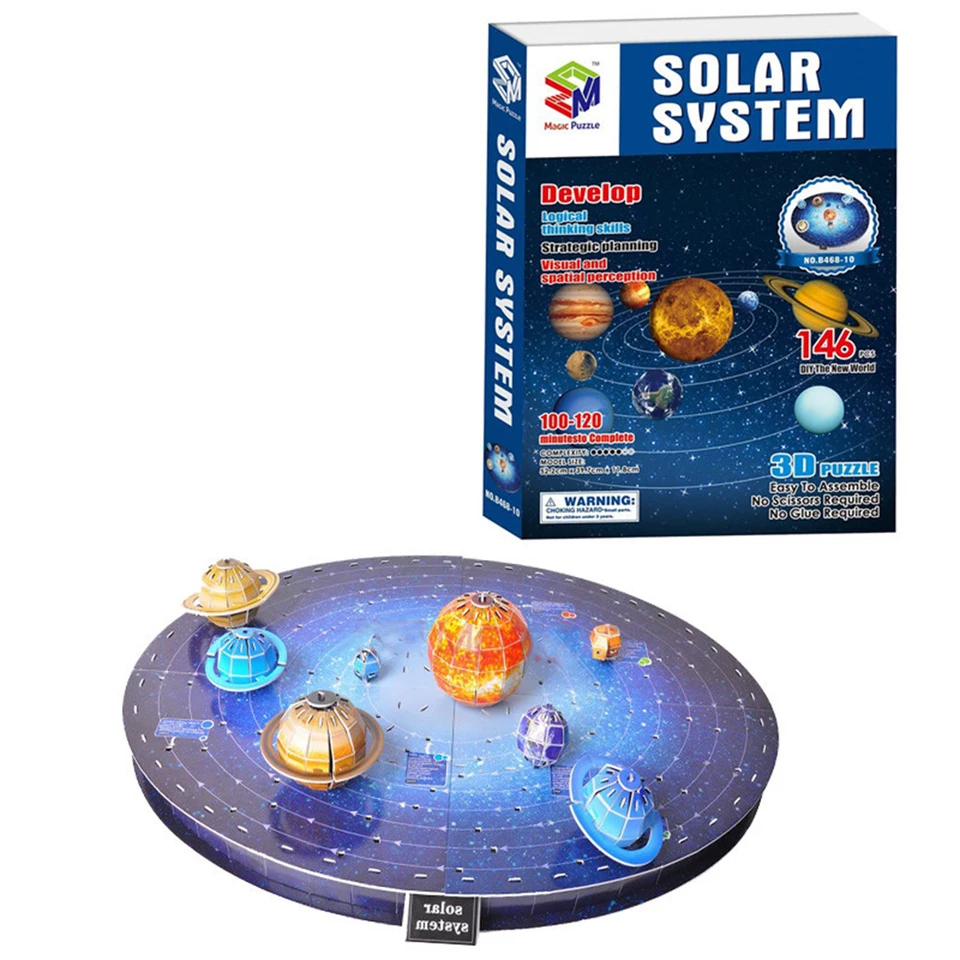 146pcs 3d Solar System Puzzle Set Planet Board Game 3d Paper Diy Jigsaw Learning Education Science Toy Age 6 Birthday Gift