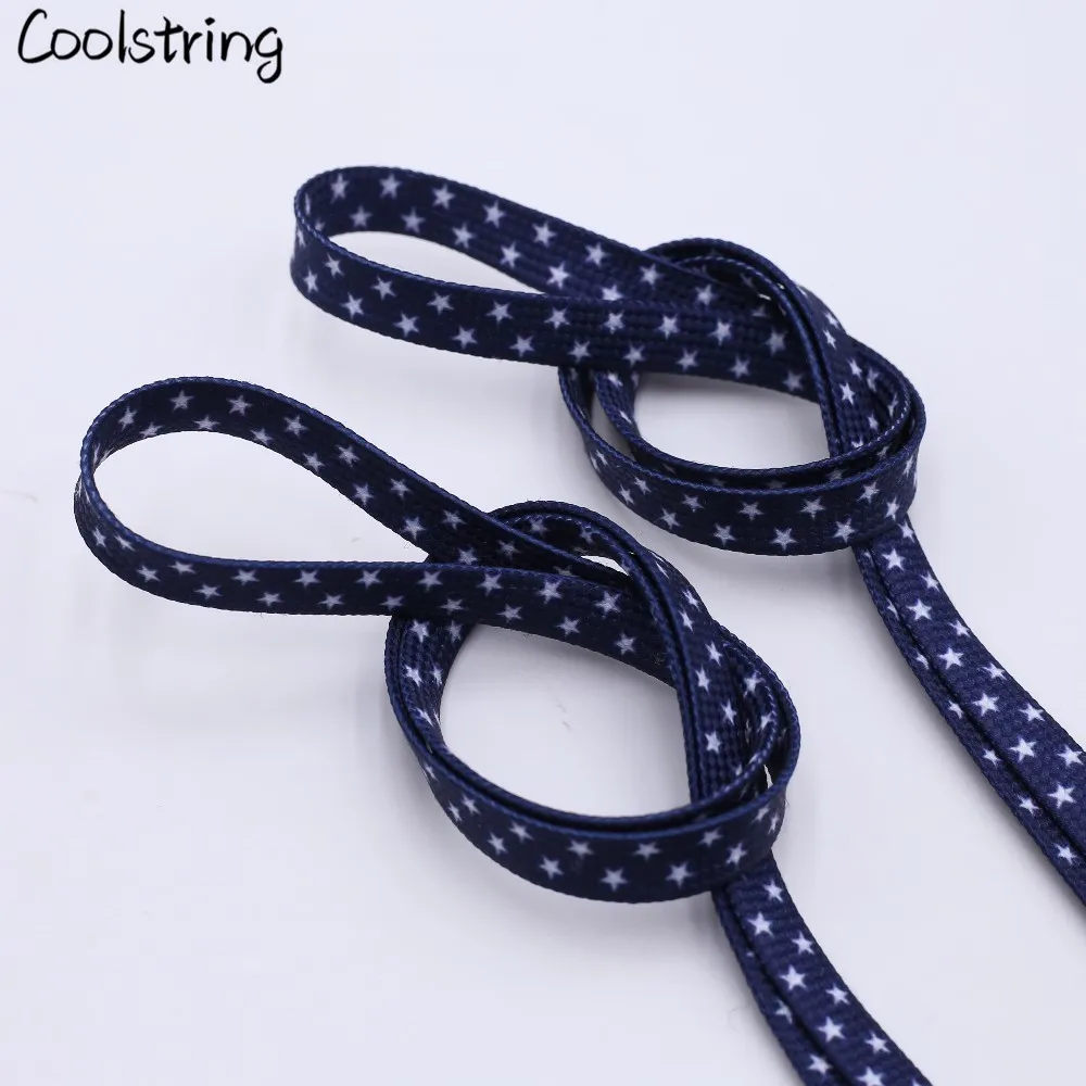Coolstring Trend Personality Heat Transfer Shoelaces Sublimated Printed Blue White Star Printing Boot Laces For Sneakers Flats