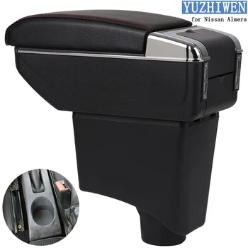 

For Nissan Almera Armrest Box Almera 3 Universal Car Central Armrest Storage Box cup holder ashtray modification accessories