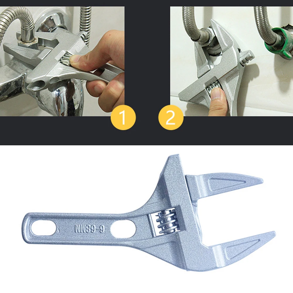 

1pc Universal Snap Grip Wrench AluminumLarge Opening Adjustable Anti-slip Labor-saved Torque Spanner Bathroom Repair Tools