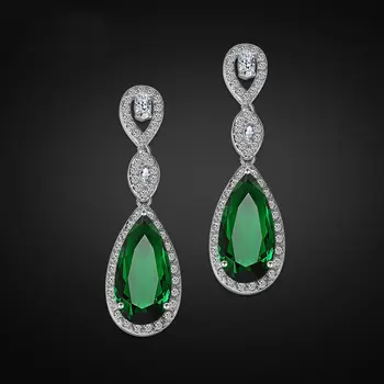 

Bilincolor Fashion Crystal green cubic zirconia Luxury Elegant Bridal Wedding Drop Earrings for Women