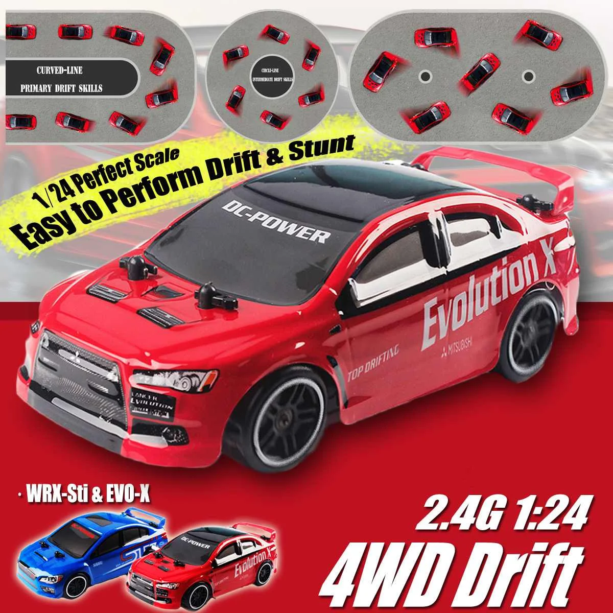 2.4G 4WD RC Drift Speed Car ( EVolution X) for Subaru 4 Channel Remote Control Racing Car 50KMH High Speed RC Drift Car