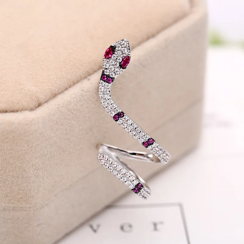 

personality snake shaped ear clip snake ear nail needle zirconium stone earrings