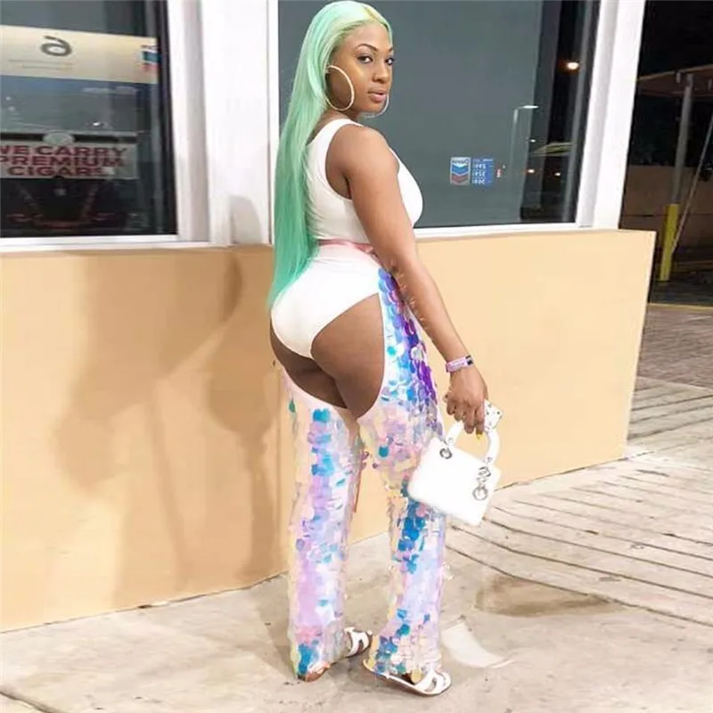 MEIYANGYOUNG Blingbling Sexy Pants Woman Sequined Mesh Pants High Waist Adjust Belt Pants Female Women's Trousers Joggers Women MEIYANGYOUNG Blingbling Sexy Pants Woman Sequined Mesh Pants High Waist Adjust Belt Pants Female Women's Trousers Joggers Women