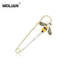 

MOLIAN Yellow Bee Brooch Cubic Zirconia special Small Pins Silver Copper broche Gold jewelry for women jewellery Accessories