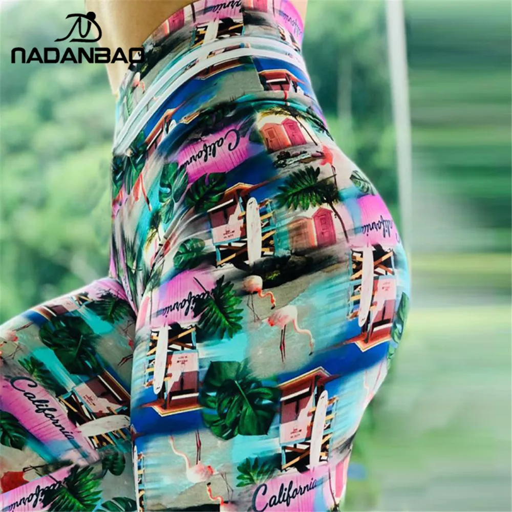 NADANBAO Новое 3D женские спортивные Леггинсы с высокой талией фитнес леггинсы