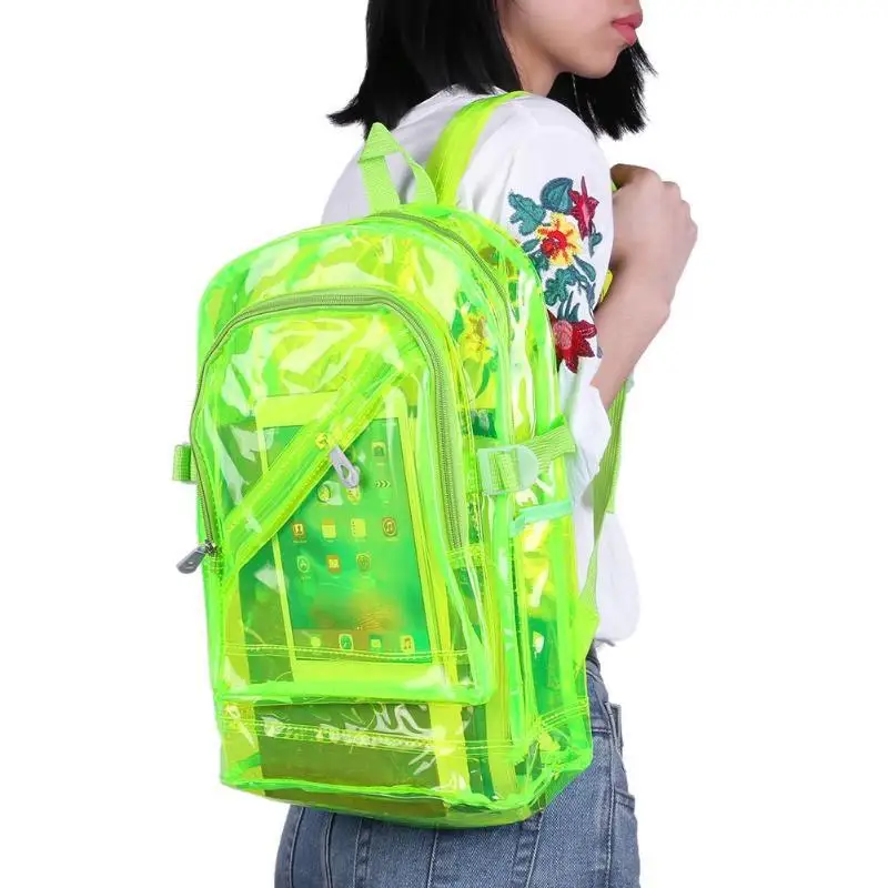 Fashion Laser Transparent Backpack Waterproof Pvc Clear Plastic Daily Backpack Mini Teenager Girls Notebook School Bag Beach