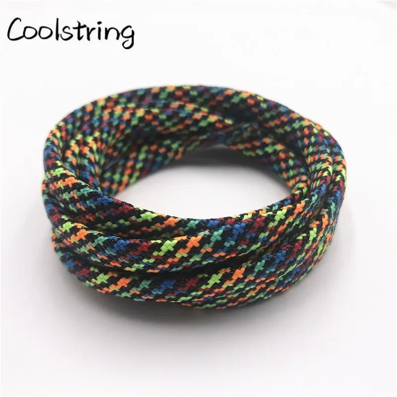 Coolstring 7mm Black Gold Silver Colorful Glitter Metallic Shoestrings Metallic Flashing Shoelaces For Dress Shoelaces Boots