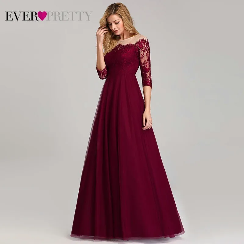 Vintage Burgundy Evening Dresses Long Off the Shoulder Boat Neck Ever Pretty EP07894 2019 Sexy Lace Tulle Elegant Party Gown Vintage Burgundy Evening Dresses Long Off the Shoulder Boat Neck Ever Pretty EP07894 2019 Sexy Lace Tulle Elegant Party Gown