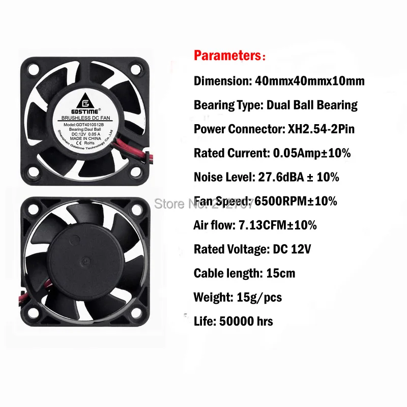 2 шт Gdstime 4010 40x40x10 мм 4 см 12 В DC Мини кулер охлаждения двойной шарикоподшипник 40 мм вентилятор