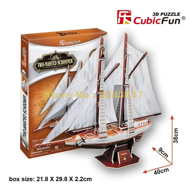 

Cubicfun T4007H 77PCS Two-masted Schooner Ship 3d Paper Puzzle