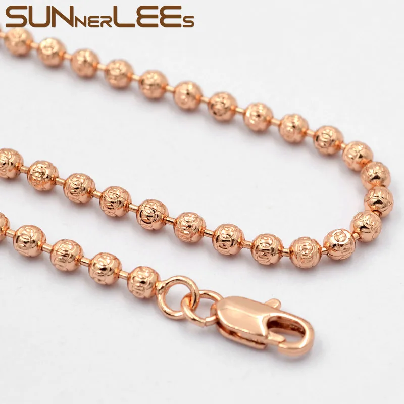 Ожерелье из розового золота 3 мм C77 N|fashion jewellery|jewellery fashiongold jewellery |
