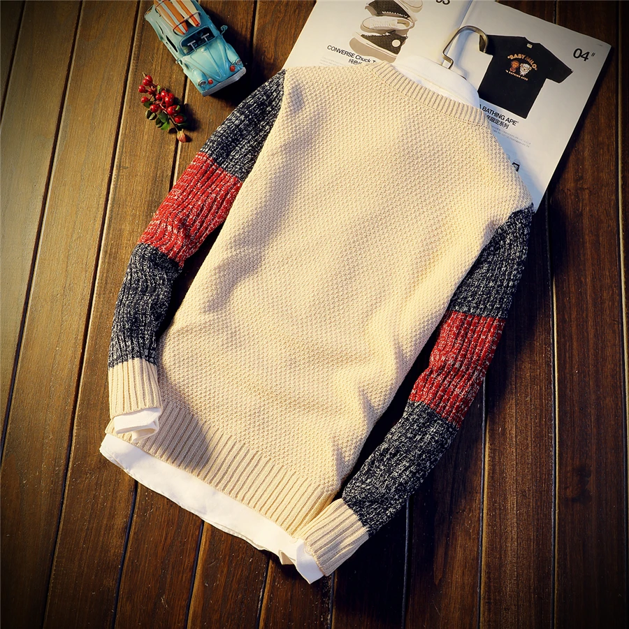 Autumn Winter Sweater Men's Round Neck Solid Color Turtleneck Sweater Men's Youth Trend New Slim Long Sleeve Sweater