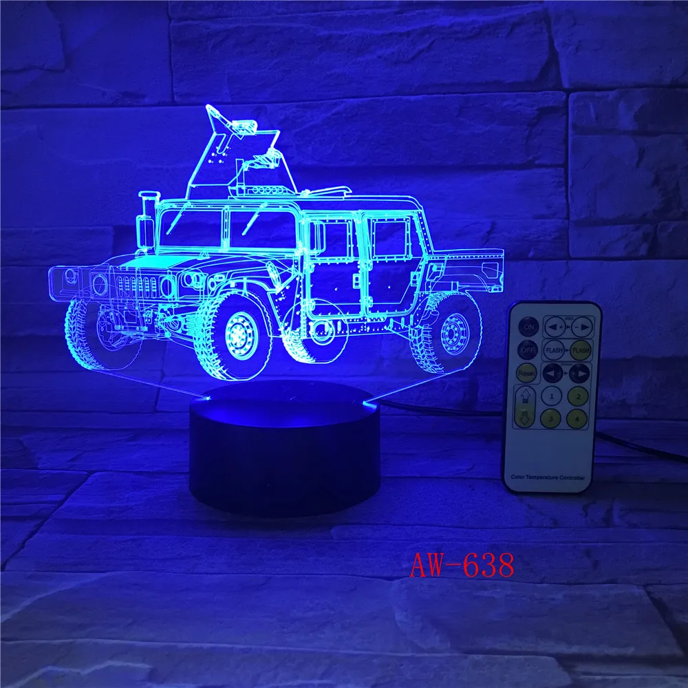 3D Vision 7 Colors Changing Car Light Fixtures Led Home Lighting Desk Lamp Bedroom Sleep Decor Vehicle NightLight Gift AW-638 | Лампы и