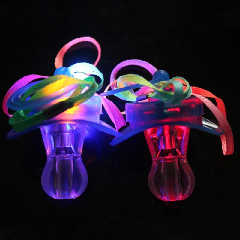 

LED Glow Nipple Whistle Light Up Pacifier Necklace Colorful Flash Led Whistle Stag Hen Party Cheering Props Outdoor Survival Toy