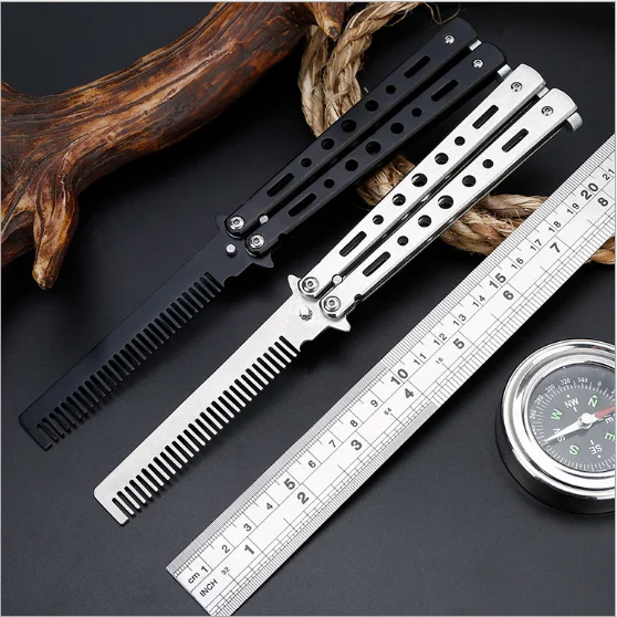 

8.5'' Mariposa Stainless Steel Butterfly Balisong Knife Dull Blade Flail Combat Fight Fold Cuchillo Practice Train Comb Trainer