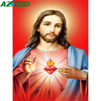 

AZQSD Full Drill Diamond Mosaic Portrait Cross Stitch Picture Of Rhinestones Handmade Needlework Diamond Painting Religion