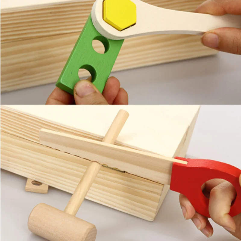 

Children Kids Wooden Carpenter Pretend Play Builder Work DIY Tool Box Toy Gift