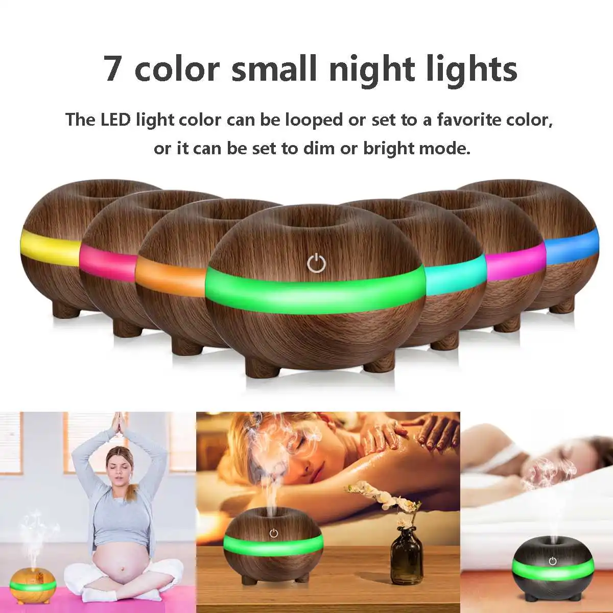 

USB 7 Color LED Night Ultrasonic Air Humidifier Essential Oil Aroma Diffuser Aromatherapy Cold Mist Purifier for Office Home Car