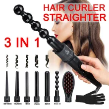 Многофункциональный Выпрямитель волос щипцы для завивки 9~ 32 мм светодиодный керамический Керлинг палочка для завивки волос Tong салонный стайлер сменный