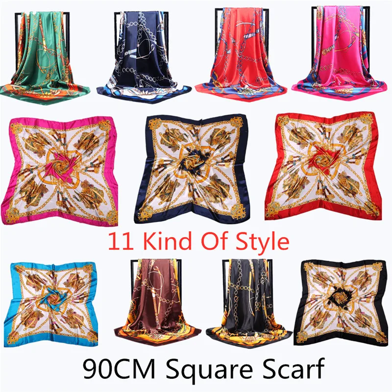 

2019 summer new printed embroidered silk satin shawl long scarf square scarf