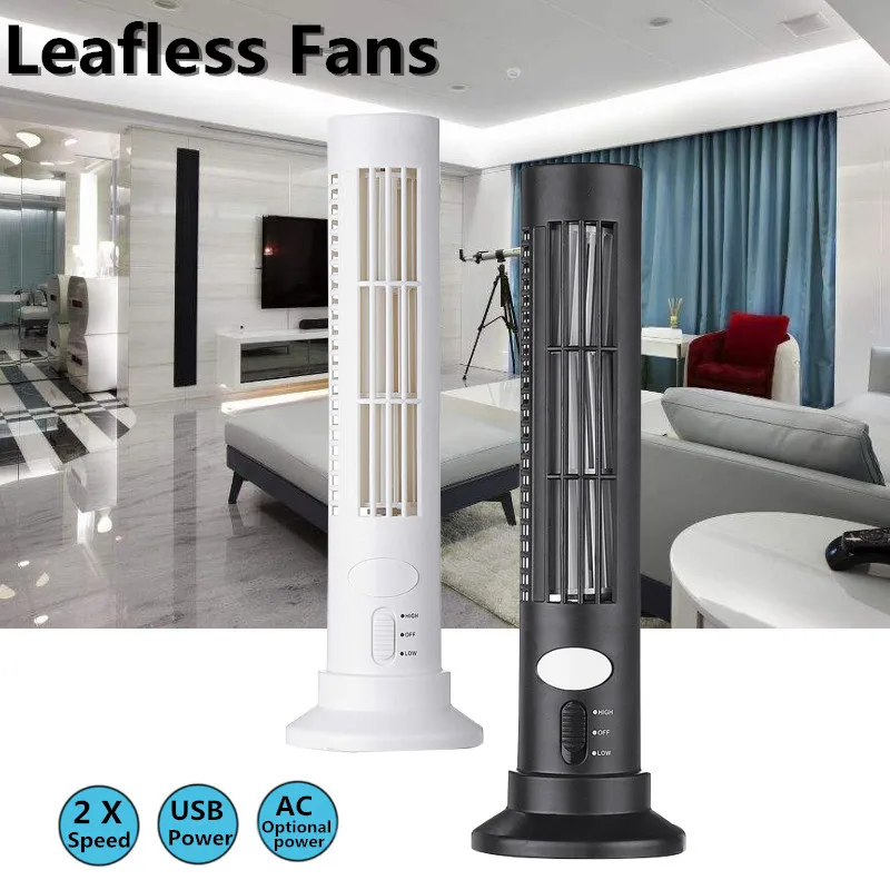 Mini Portable USB Cooling Air Conditioner Purifier Tower Bladeless Desk Room Fan