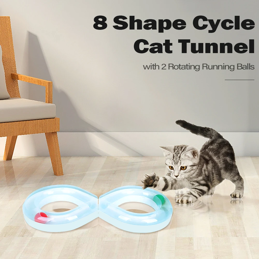 Интерактивные игрушки для кошек пластиковый туннель Карно Кот трек игрушка 8 Форма цикл Кошка Туннель диск с шариком интерактивная игрушка для котят упражнения