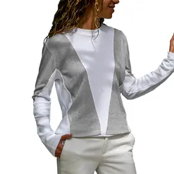 2019 сезон: весна-лето кофты лоскутное толстовки пуловер с длинными рукавами круглым вырезом Женская худи повседневная одежда пуловеры для