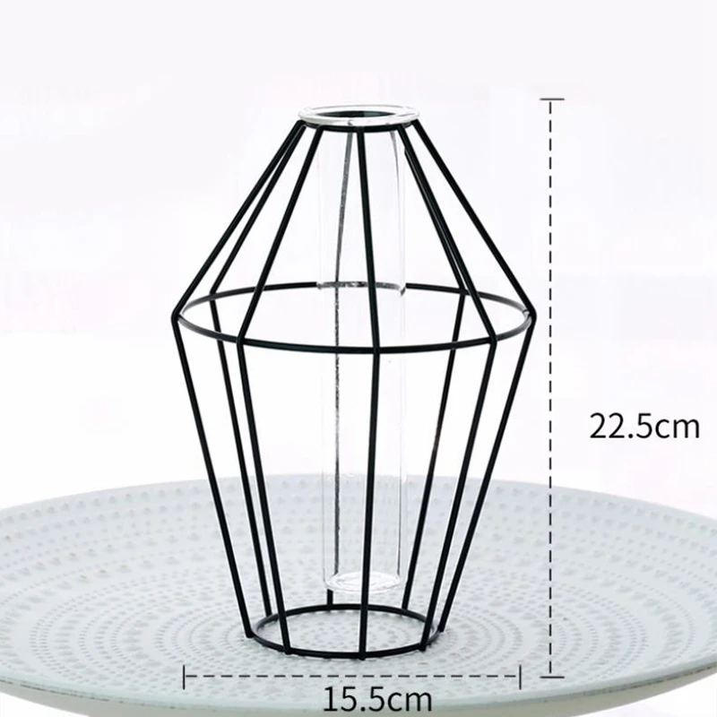 Скандинавском стиле 3D стеклянная железная художественная Геометрическая ваза с кюветой настольное растение бонсай цветок свадебное украшение дома Аксессуары Di