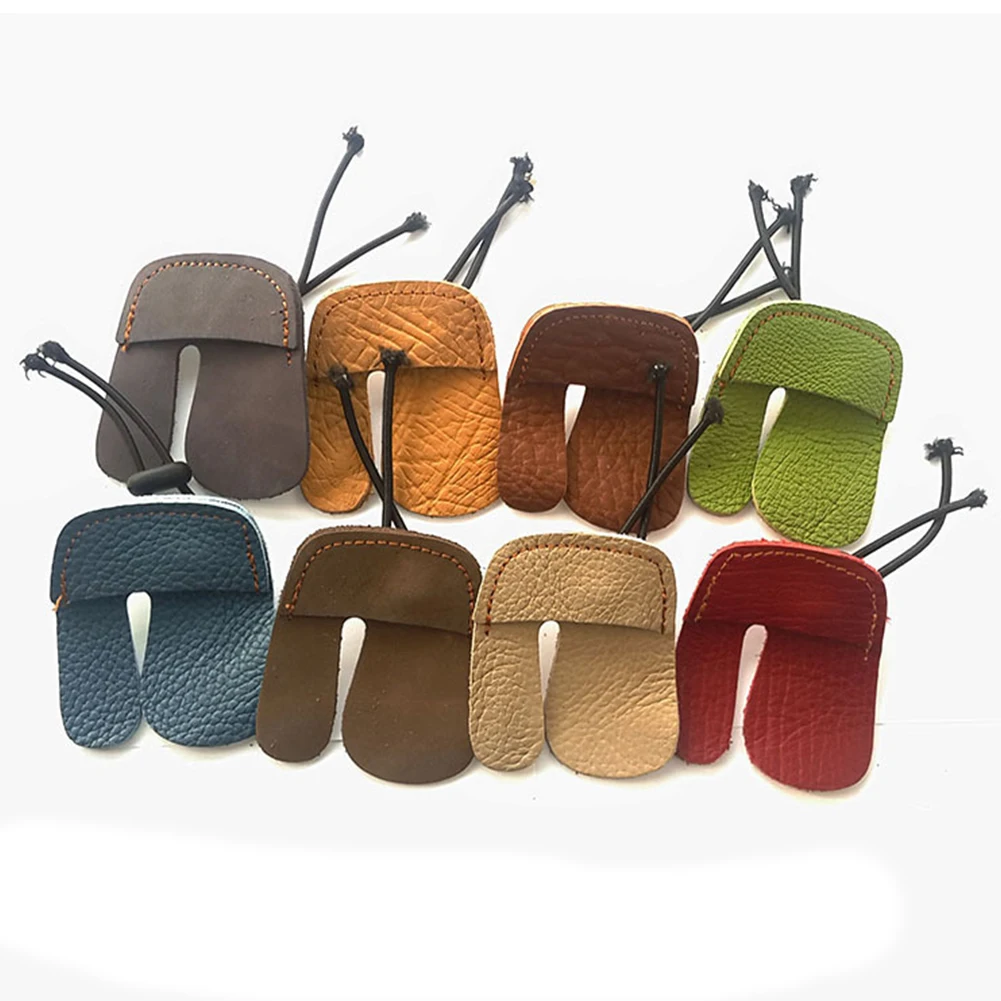 

Random color Cow Leather Archery Finger Guard Protection Pad Glove Tab Bow