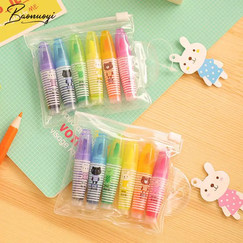 

6Pcs/Set Animal Colors Gel Pen Set Marker Pen Kawaii School Supplies Cute Pen Marker Office Supplies Students Children Gift