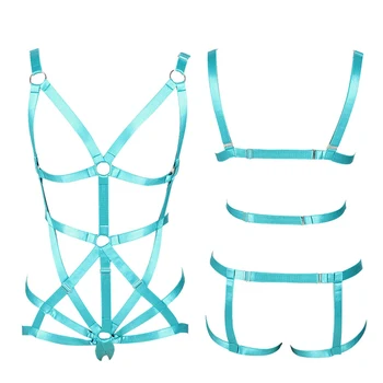 

Full Body Harness Bra for Women Strappy Tops Hollow Out Sexy Lingerie Set Plus Size Elastic Adjust Punk Goth Club Dance Rave