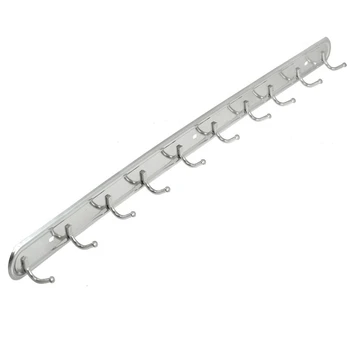 

24" Long Wall Mount Stainless Steel 10 Hangers Hook for Towl Bag Clothes
