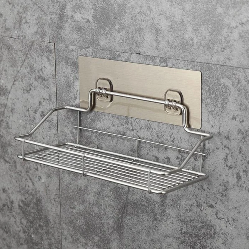Punch-Free Stainless Steel Kitchen Bathroom Storage Rack Toilet Wall Hanging Shelf Bathroom Kitchen Shelf Storage Gluing Baske Punch-Free Stainless Steel Kitchen Bathroom Storage Rack Toilet Wall Hanging Shelf Bathroom Kitchen Shelf Storage Gluing Baske