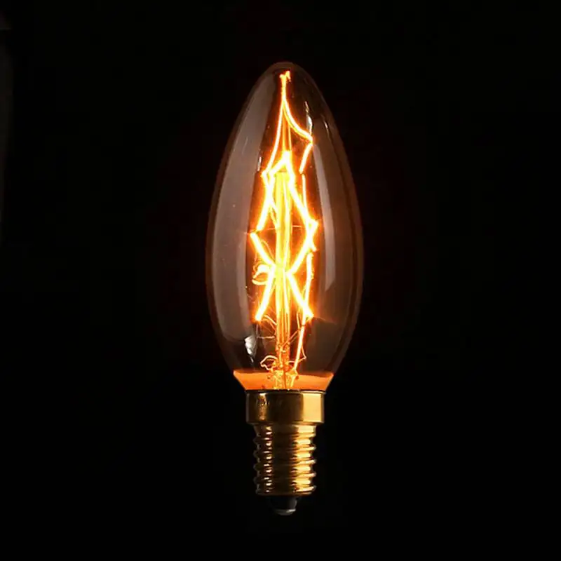 

1pcs 40W E14 Vintage Antique Edison Candle Chandelier Light Filament Incandescent Clear Glass Pendant Bulb Lamp 110V/220V