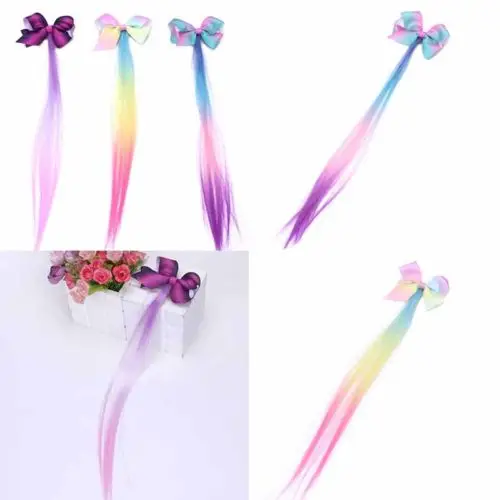 

Cute Girls Hair Long Tail Bows Clips Double Layer Glitter Kids Hairpins Sequins Princess Headdress Accessories Wigs DropShipping