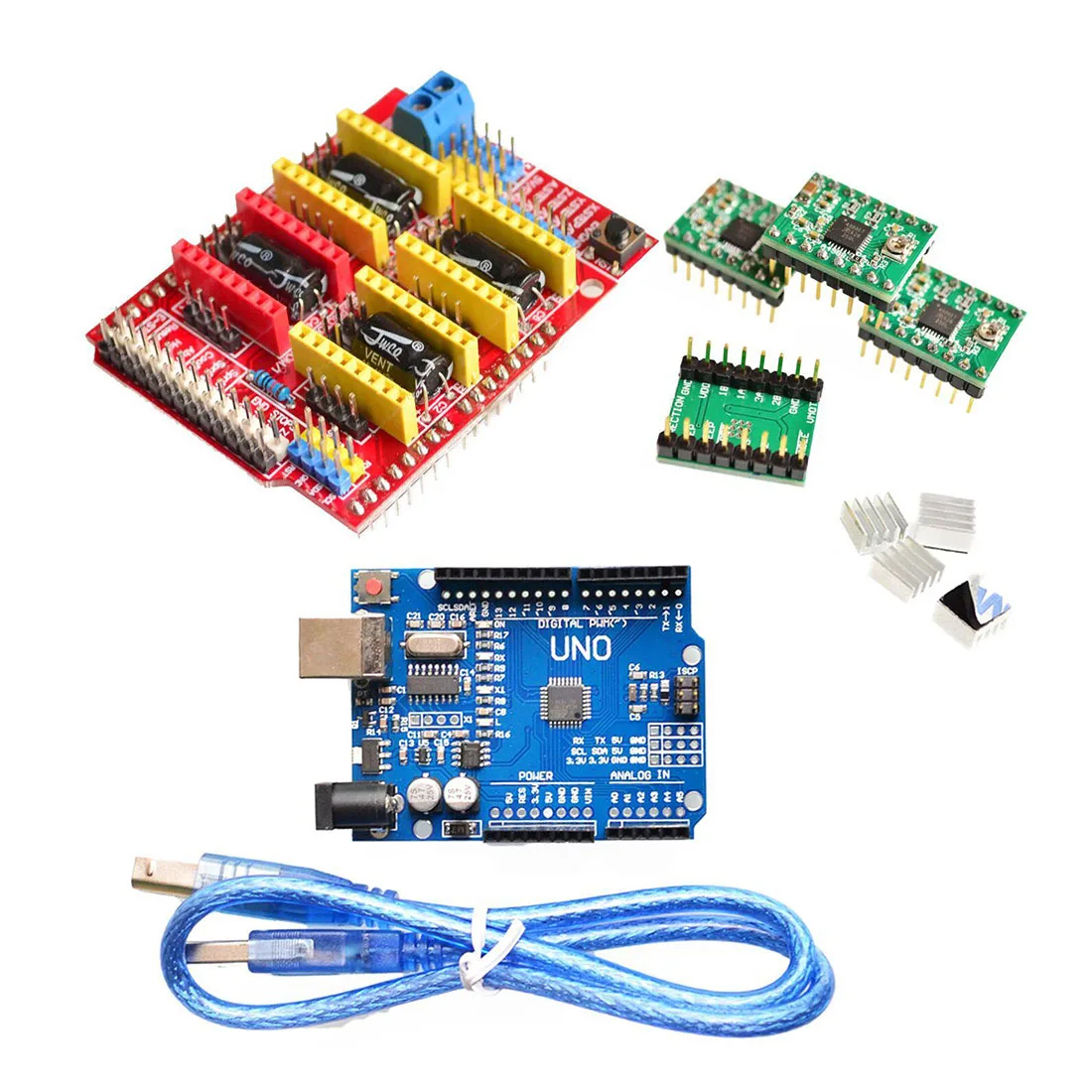 Щит с ЧПУ v3 гравировальный станок 3D-принтеры + 4 x A4988 drive плата расширения + USB кабель с UNO R3